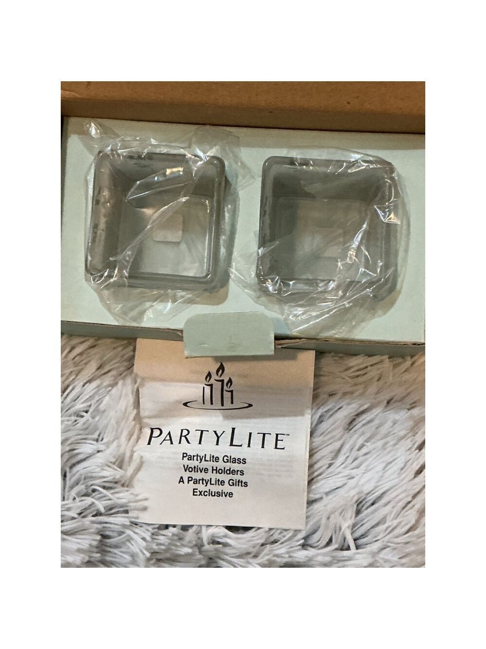PartyLite Square Frosted Glass Votive Holders Set of 2 — Gift Ready